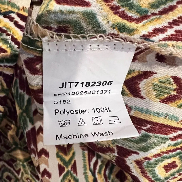 Shein Curve Long Sleeve Geometric Print Blouse Size 1XL Office Career Boho - Picture 8 of 8